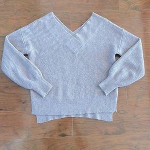 COPY - Pink Rose Lavender V Neck Off The Shoulder Knit Sweater